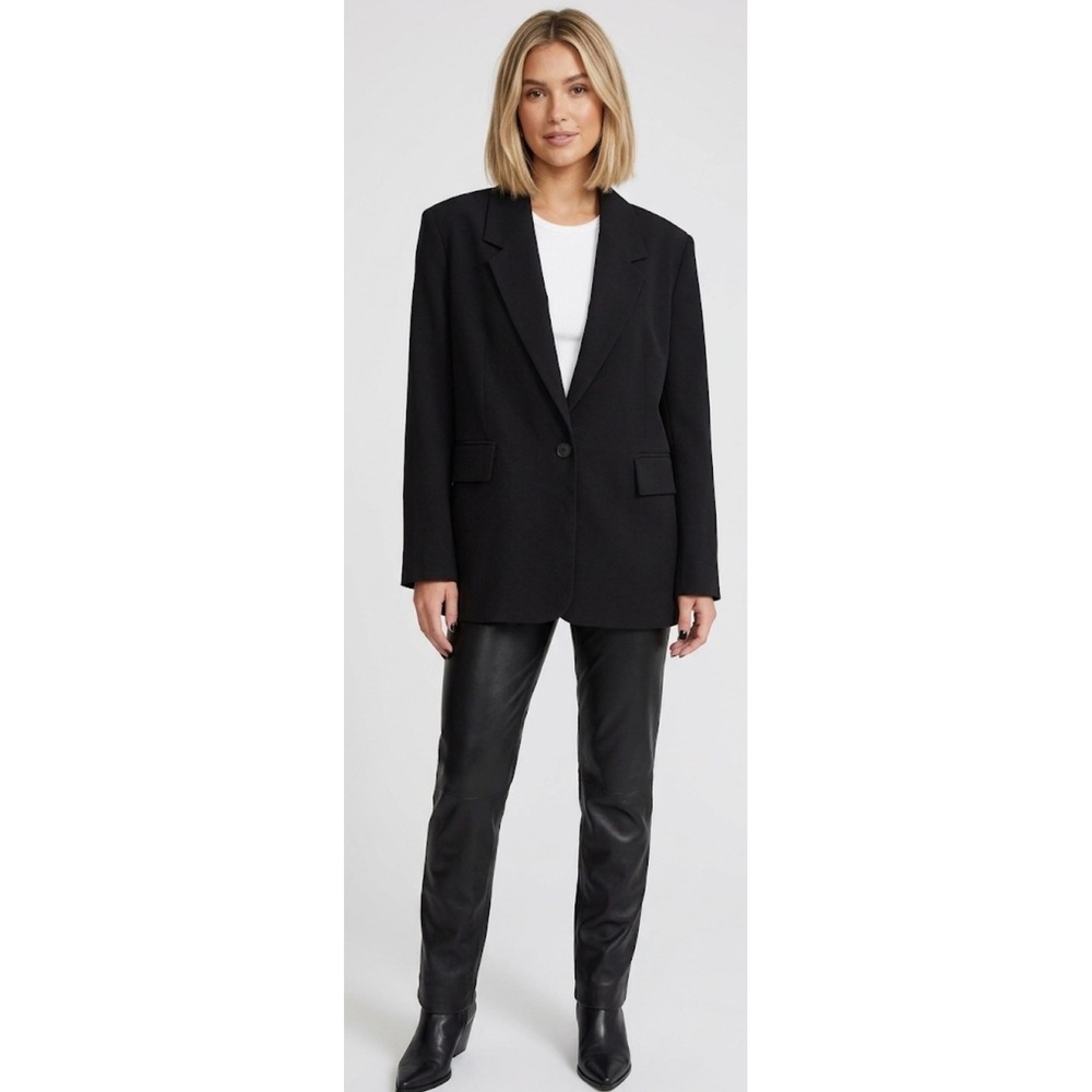 Steve Madden Black Oversized Single Button Blazer Jacket Size Small‎